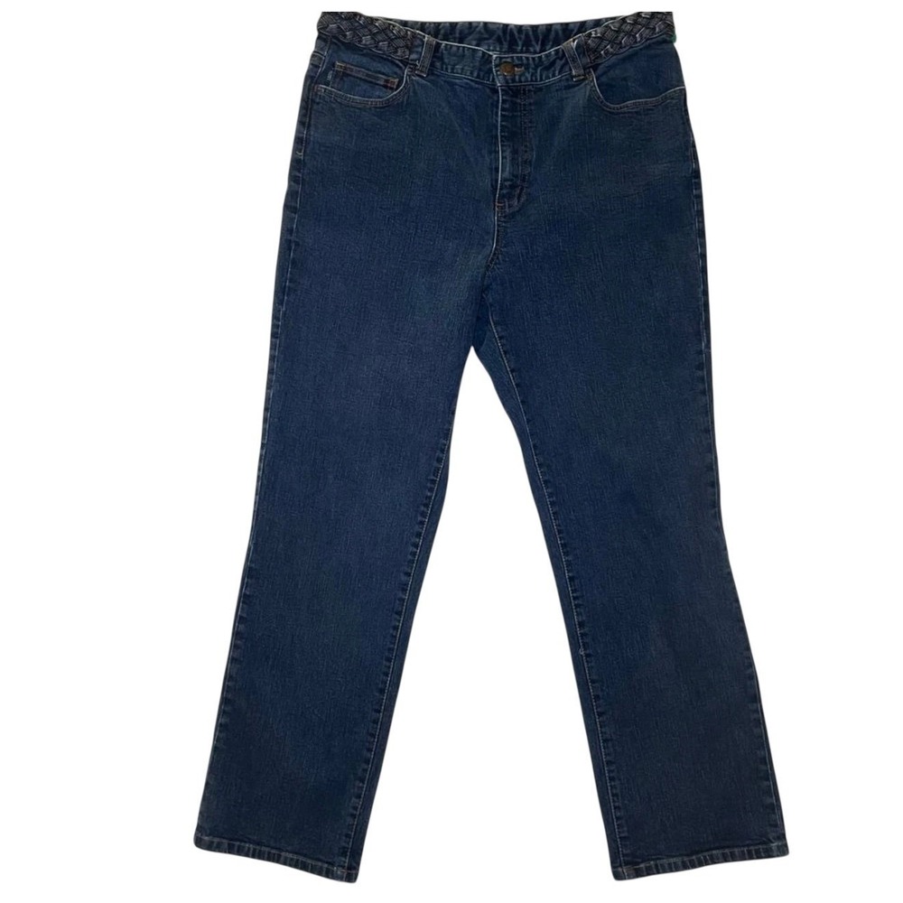 Lauren Jeans Co Ralph Lauren Denim Pants Womens 14 Blue Excellent Braided Waist